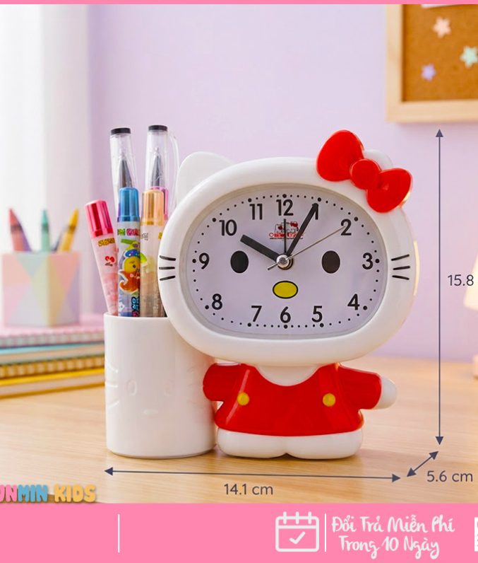 Đồng Hồ Báo Thức Hình Thú Dễ Thương Cho Bé - Thỏ Mèo Hươu Chó, Có Nhạc Đèn Ngủ Báo Lại, Chạy Êm Để Bàn Phòng Ngủ Trẻ Em