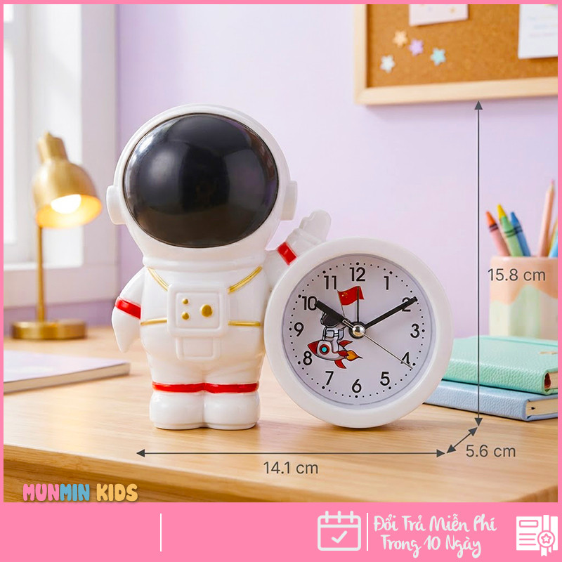 Đồng Hồ Báo Thức Hình Thú Dễ Thương Cho Bé - Thỏ Mèo Hươu Chó, Có Nhạc Đèn Ngủ Báo Lại, Chạy Êm Để Bàn Phòng Ngủ Trẻ Em